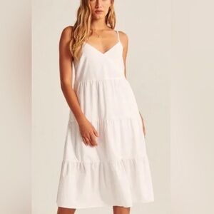 White Tiered Midi Dress